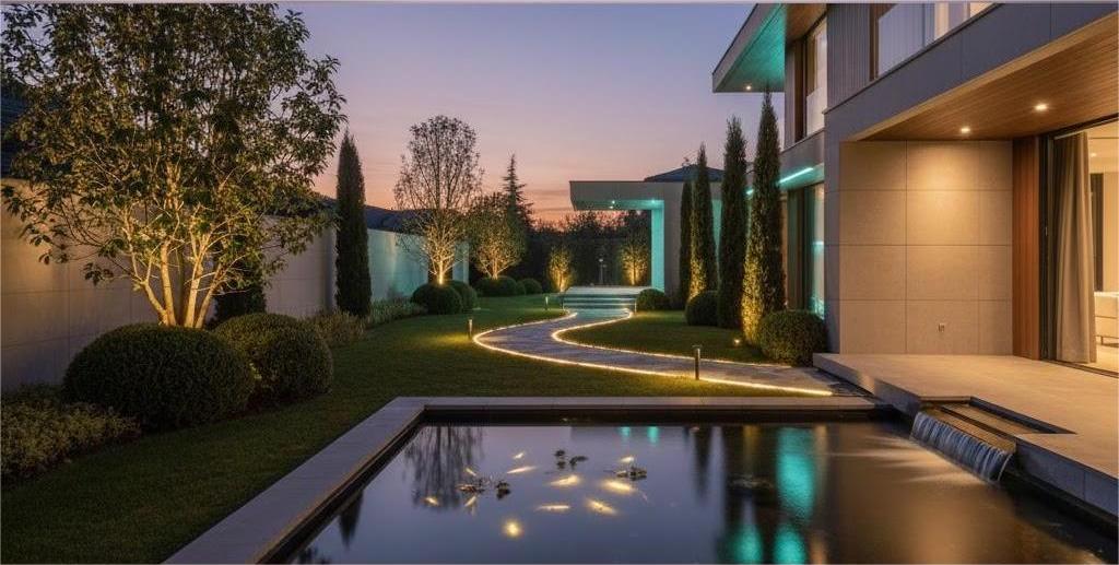 hệ thống đèn led sân vườn thông minh biệt thự cao cấp