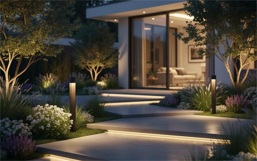 chiếu sáng thông minh cho bậc thềm và lối đi sân vườn