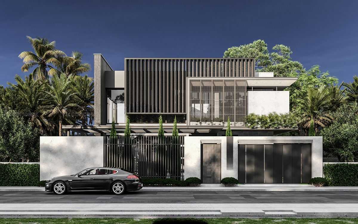 Biệt thự phong cách Tropical hiện đại với mặt tiền sang trọng