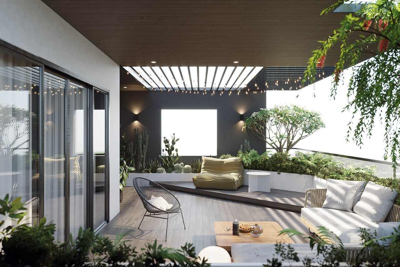Cảnh Quan Sân Thượng Biệt Thự: Bí Quyết Tạo Không Gian Trên Cao Đẹp Như Mơ 2 Thiết kế cảnh quan sân thượng biệt thự với không gian thư giãn xanh mát
