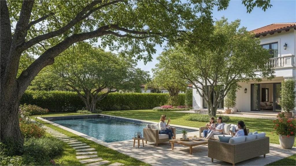 Cây Tạo Bóng Mát Sân Vườn: Nền Tảng Cho Biệt Thự Dễ Chịu 1 Cây tạo bóng mát sân vườn cho biệt thự phong cách nghỉ dưỡng