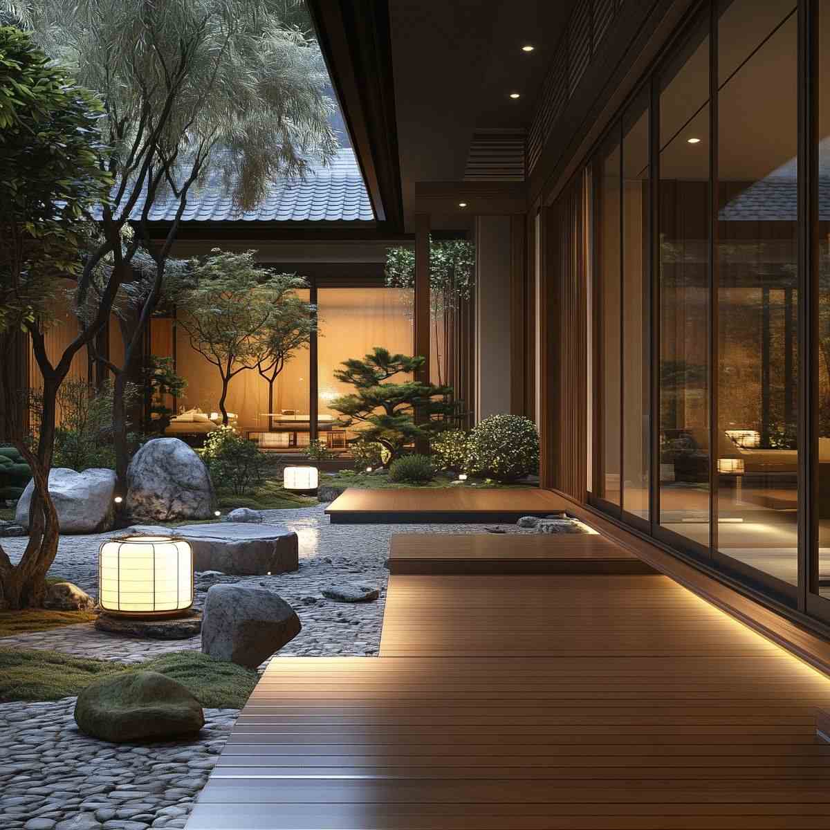 Đèn cảm biến chiếu sáng sân vườn phong cách Á Đông