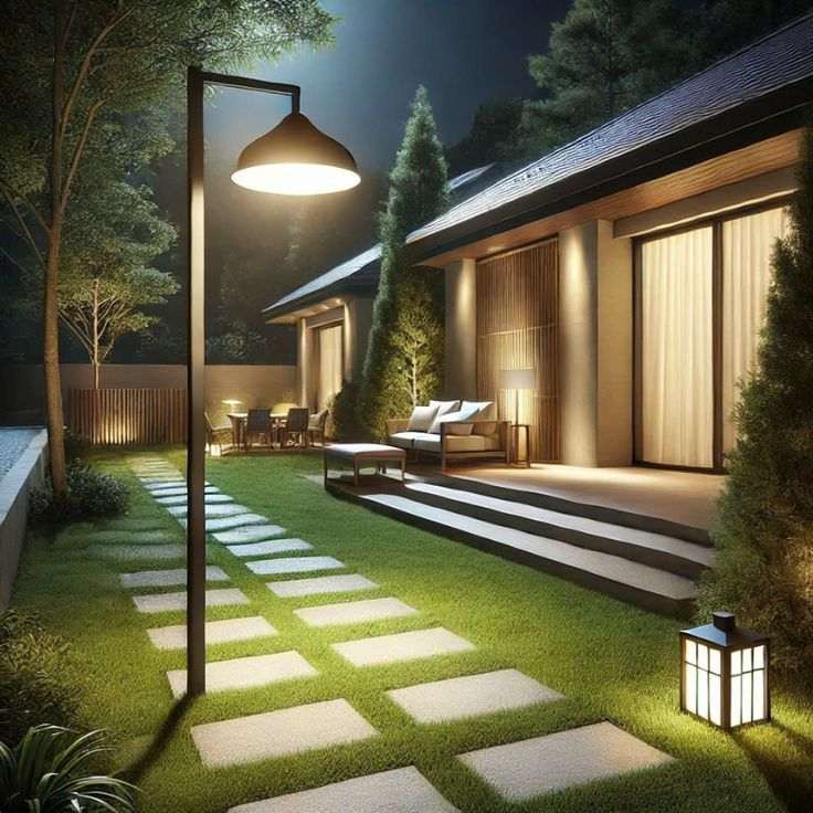 Chiếu sáng sân vườn thông minh cho biệt thự tối giản