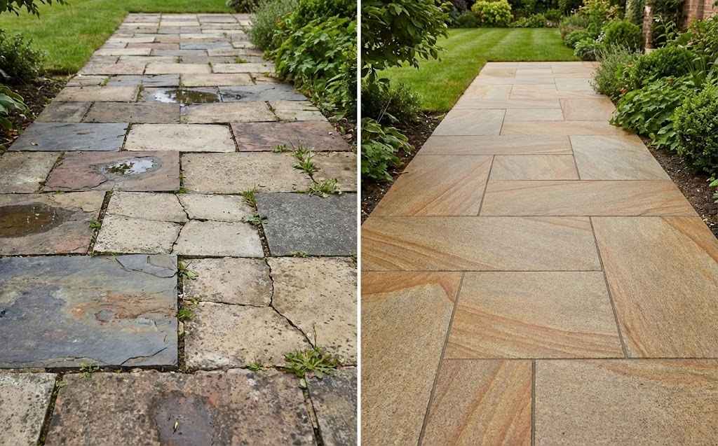 5 Sai Lầm Khi Chọn Đá Lát Ngoài Trời Gia Chủ Dễ Gặp Phải 3 So sánh đá lát ngoài trời cũ và mới sau khi thay thế