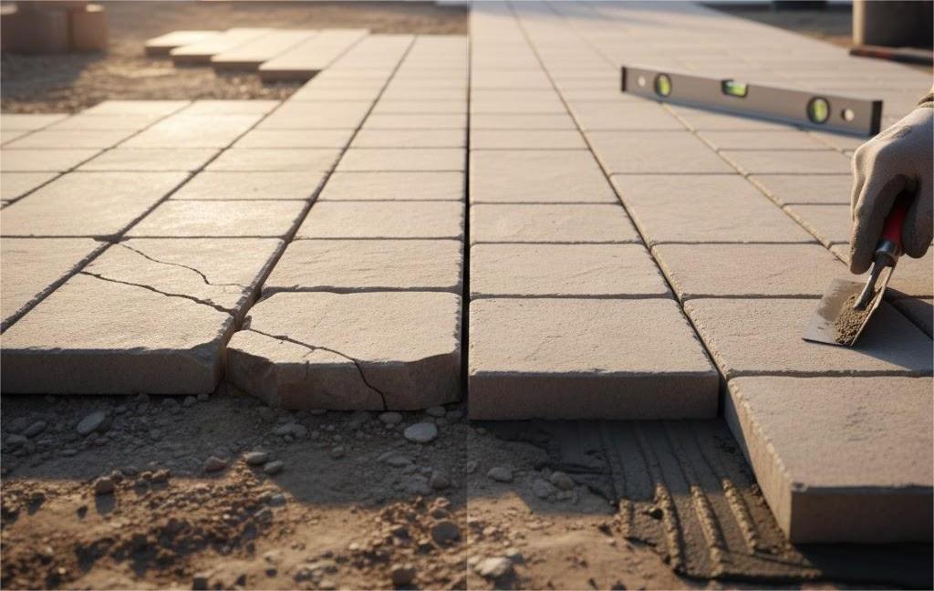 5 Sai Lầm Khi Chọn Đá Lát Ngoài Trời Gia Chủ Dễ Gặp Phải 4 Thi công đá lát ngoài trời và xử lý bề mặt khi có vết nứt