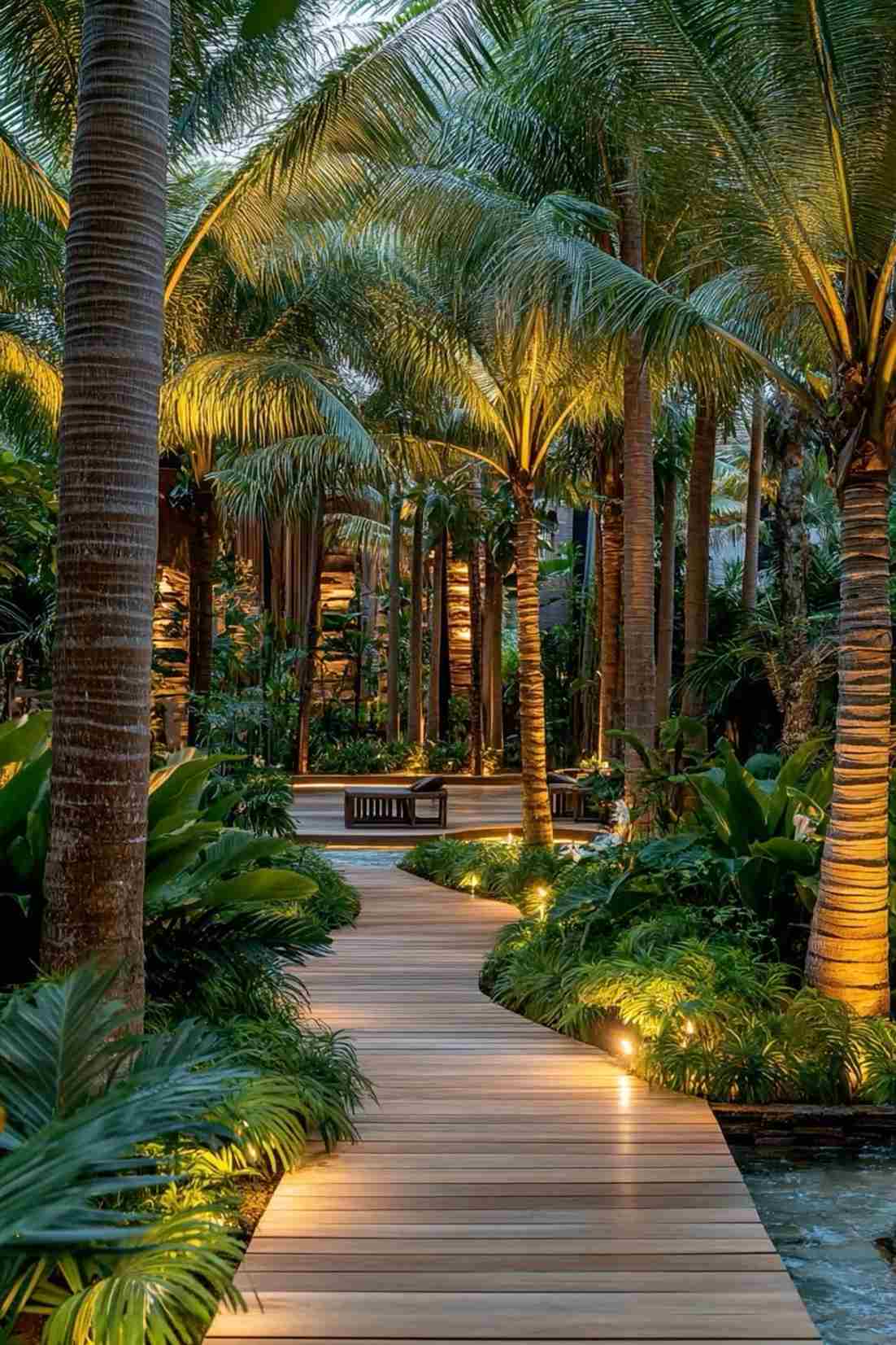 Dự án cảnh quan sân vườn kết hợp lối dạo và ánh sáng ban đêm