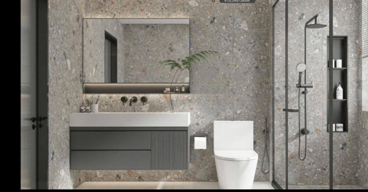Gạch Terrazzo Ốp Tường Làm Nổi Bật Không Gian Kiến Trúc 3 Gạch terrazzo ốp tường phòng tắm hiện đại