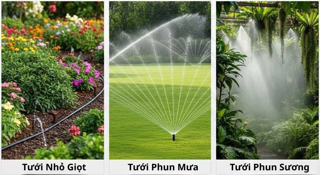 Hệ Thống Tưới Tự Động – Giải Pháp Tưới Thông Minh Cho Sân Vườn Hiện Đại 3 Các dạng đầu phun của hệ thống tưới tự động cho sân vườn