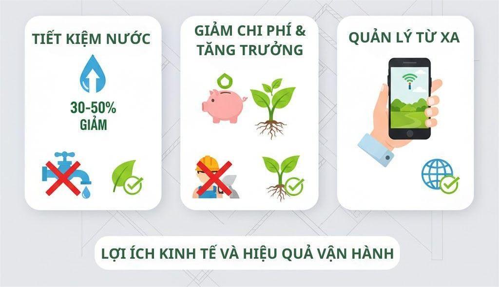 Hệ Thống Tưới Tự Động – Giải Pháp Tưới Thông Minh Cho Sân Vườn Hiện Đại 4 Lợi ích của hệ thống tưới tự động cho sân vườn và cảnh quan