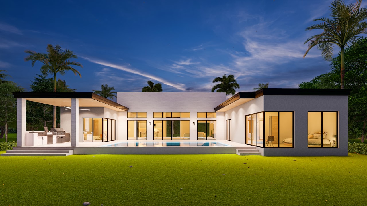 Tropical vs Modern: So Sánh Chi Tiết Và Cách Chọn Phong Cách Nhà Phù Hợp 5 Hồ bơi biệt thự phong cách Modern Tropical với cây cọ