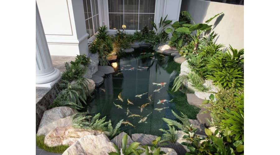 Bộ Sưu Tập Mẫu Hồ Cá Sân Vườn Theo Phong Cách Tropical 3 hồ cá sân vườn trung tâm sân