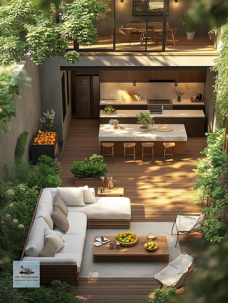 Không Gian BBQ Ngoài Trời – Khi Sân Vườn Gia Đình Trở Thành Nơi Gắn Kết Cảm Xúc 3 Thiết kế sân vườn BBQ gia đình kết hợp khu bếp mở