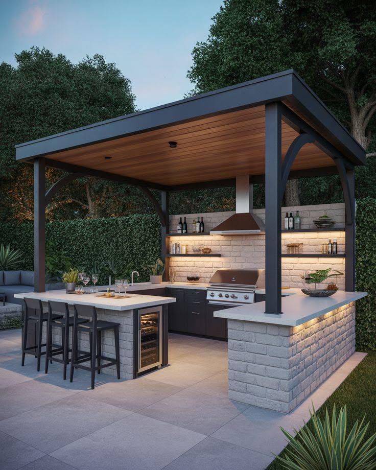 Không gian BBQ ngoài trời kết hợp tiệc vườn gia đình