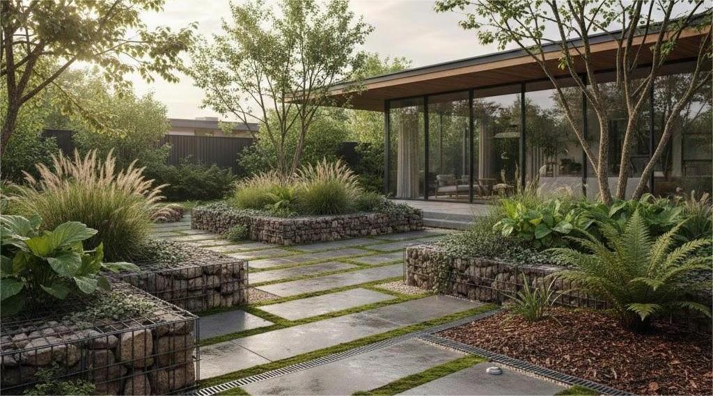 khu vườn biết thở với giải pháp vật liệu và thoát nước sinh thái