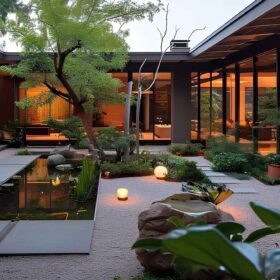 Khu vườn bình yên với hồ nước và lối dạo thư thái