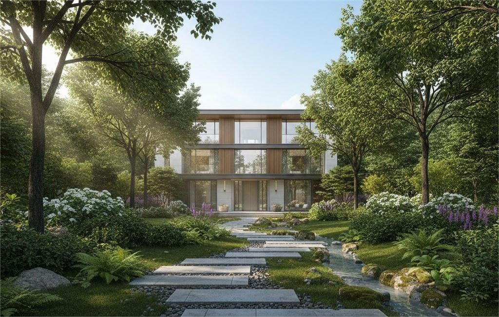 khu vườn sinh thái biệt thự phong cách hiện đại