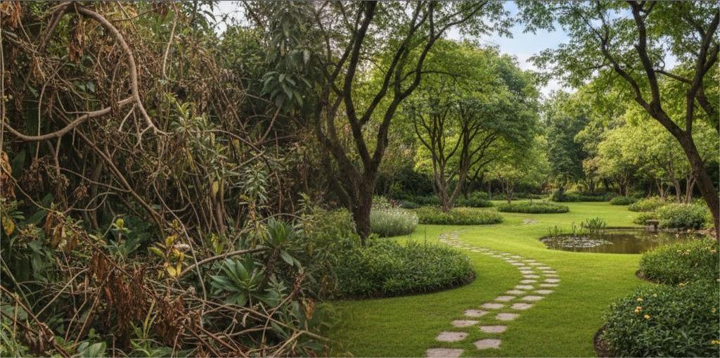 khu vườn sinh thái biệt thự nhiều lớp cây