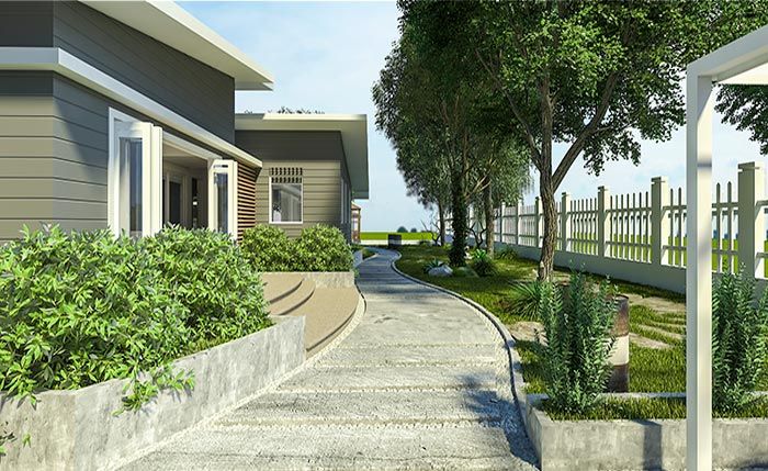 Lối Đi Sân Vườn Phong Thủy Ngũ Hành: Chọn Sai Hướng – Khí Tắc, Tài Tán, Nhà Mất Vượng Khí 4 Lối Đi Sân Vườn Phong Thủy Ngũ Hành lát đá xám uốn cong giữa cây xanh thoáng mát cho sân vườn hướng Đông Nam