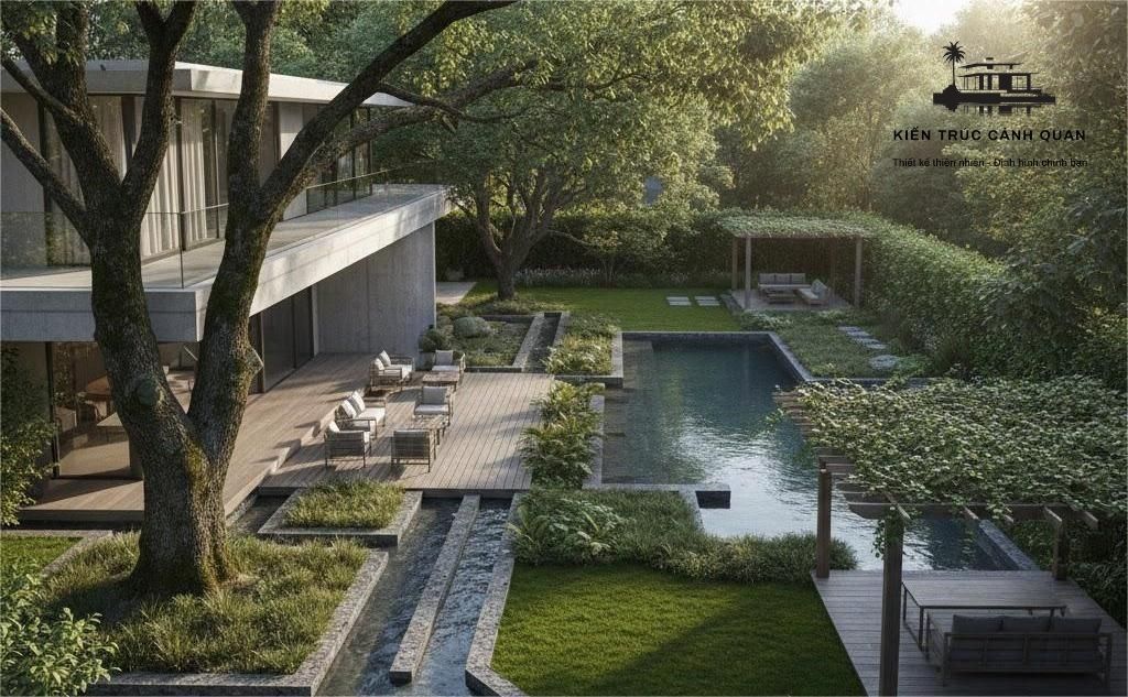 Phối hợp kiến trúc cảnh quan tạo không gian sống liền mạch trong biệt thự