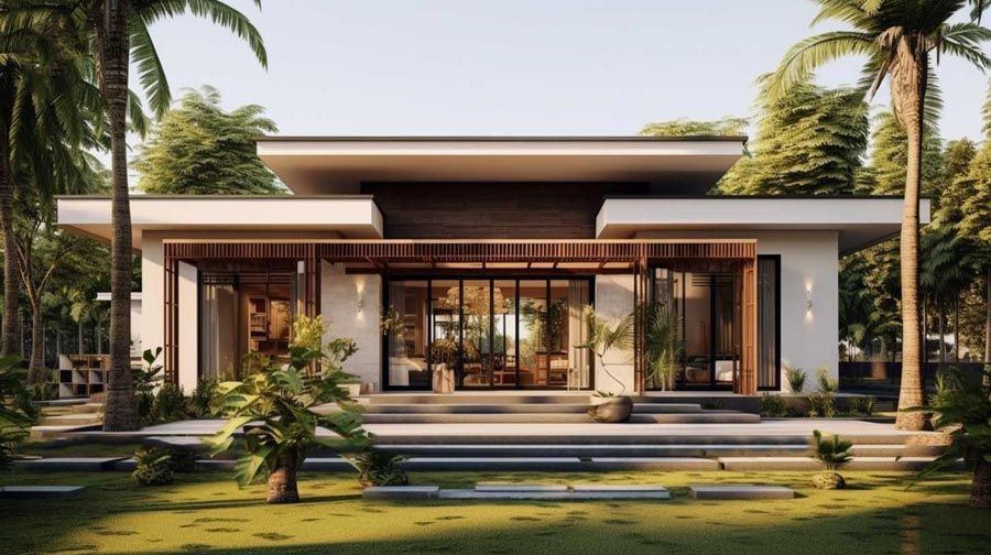 Sân vườn biệt thự hiện đại phong cách mở chan hòa với thiên nhiên