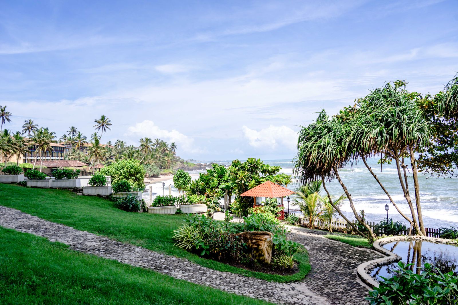 Sân vườn Homestay ven biển hài hòa với tầm nhìn ra biển