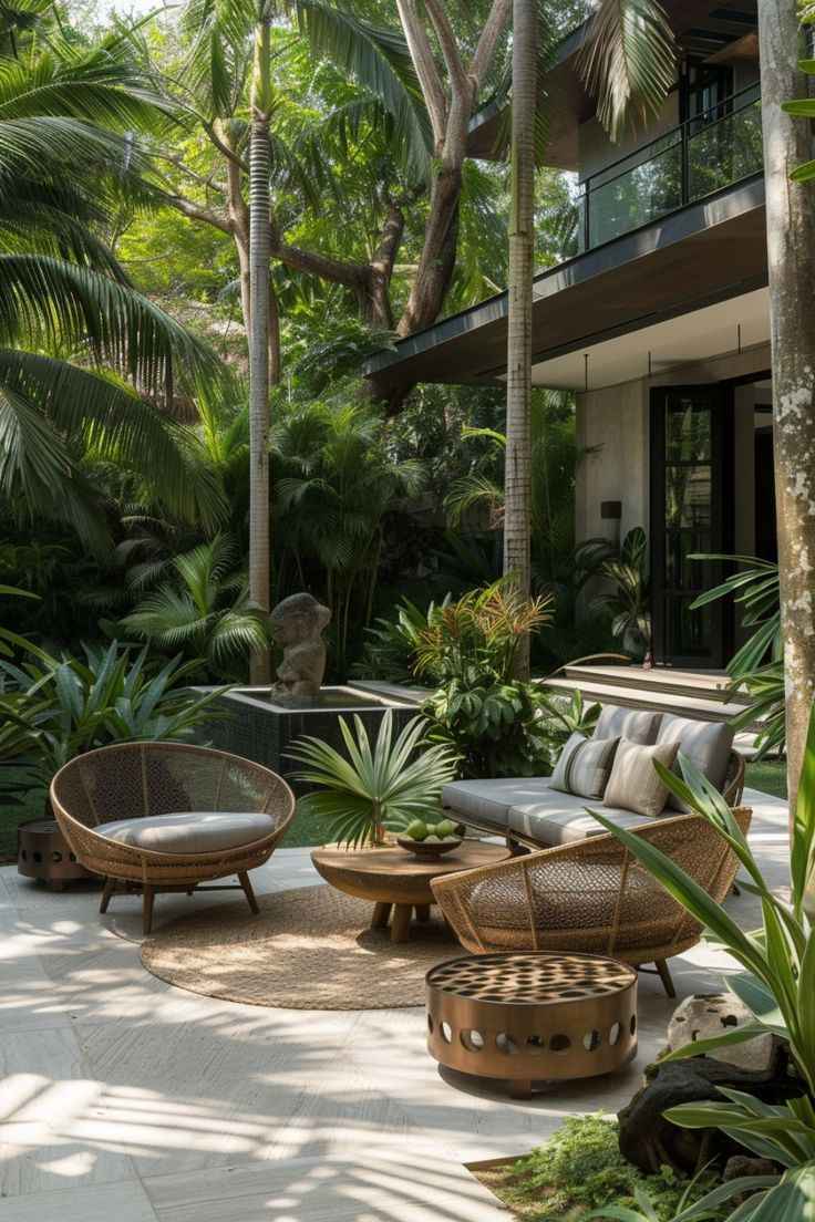 Sân Vườn Kiểu Resort – Xu Hướng Cảnh Quan Nghỉ Dưỡng Cho Biệt Thự Hiện Đại 3 Sân vườn kiểu resort xanh mát bao quanh khu lounge ngoài trời