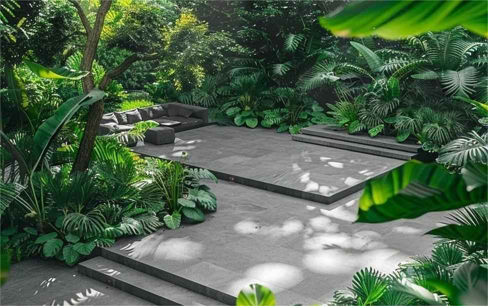 Sân Vườn Tropical – Hơi Thở Nhiệt Đới Trong Biệt Thự Hiện Đại 3 Sân vườn tropical nhiều tầng cây xanh tạo góc thư giãn yên bình