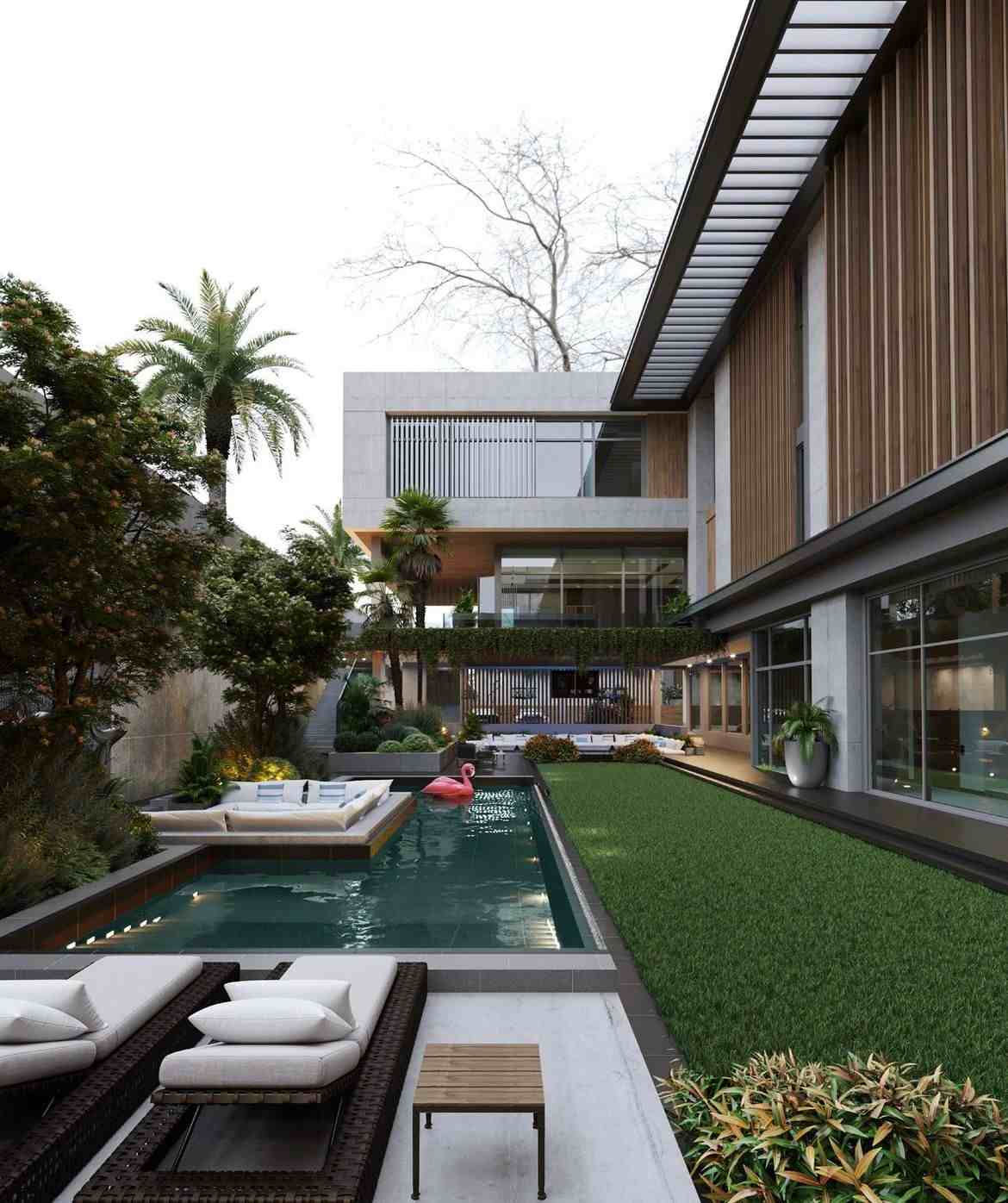 Thiết Kế Hồ Bơi Sân Vườn: Điểm Chạm Hoàn Hảo Giữa Nghỉ Dưỡng Và Thiên Nhiên 2 Thiết kế hồ bơi sân vườn hiện đại cho biệt thự
