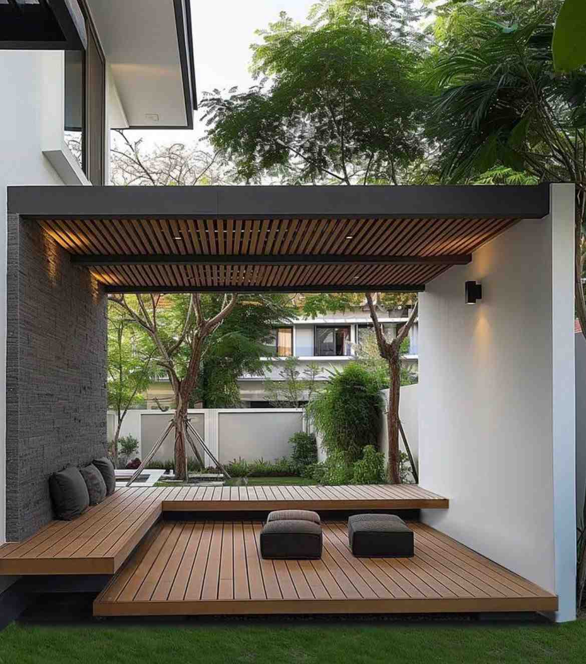 Thiết kế sân vườn Đồng Nai với chòi nghỉ gỗ hiện đại trong cảnh quan xanh