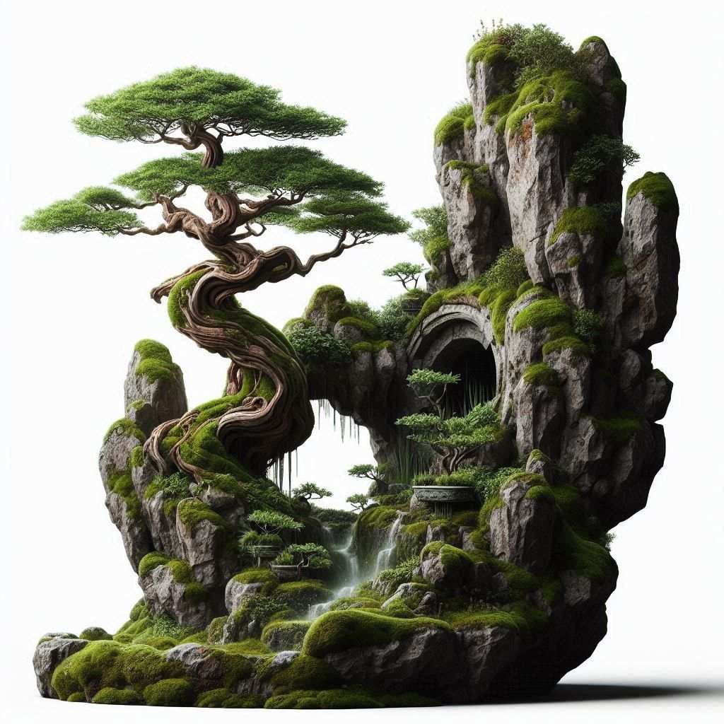 Tiểu Cảnh Phong Thủy: Yếu Tố Cân Bằng Trong Cảnh Quan 4 Tiểu cảnh phong thủy bonsai trên đá