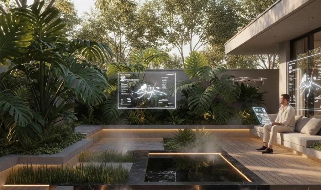 Xu Hướng Tropical Hiện Đại 2026 Cho Biệt Thự Thượng Lưu 4 Tropical hiện đại 2026 kết hợp công nghệ trong cảnh quan biệt thự