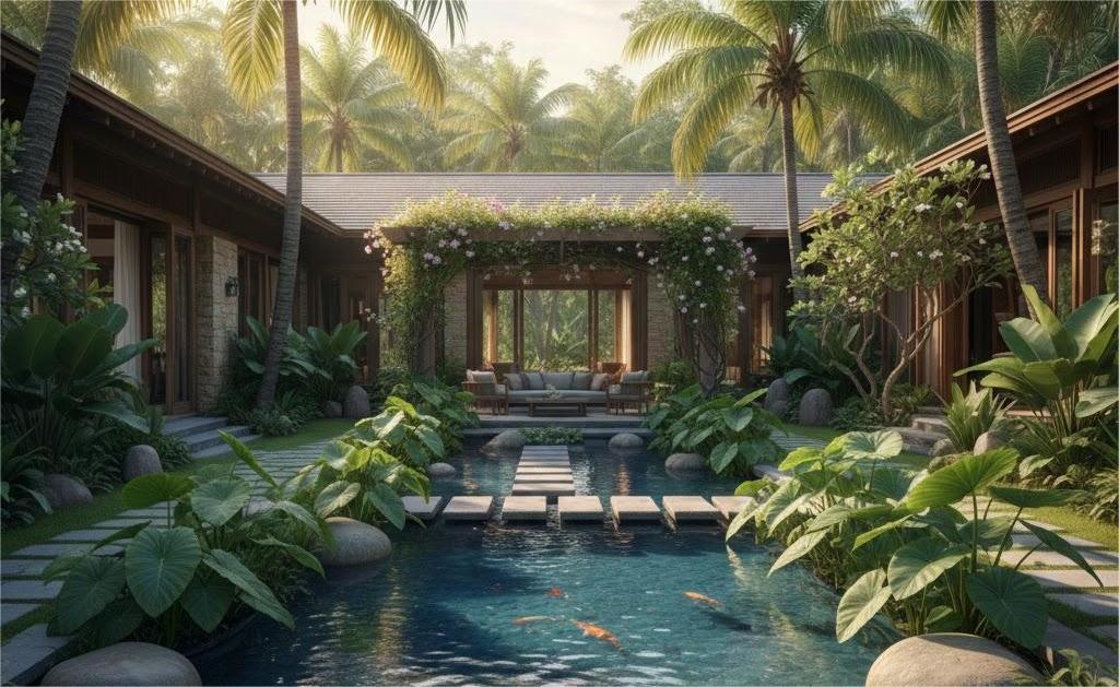 Xu Hướng Tropical Hiện Đại 2026 Cho Biệt Thự Thượng Lưu 3 Biệt thự phong cách tropical hiện đại 2026 với cảnh quan đa tầng