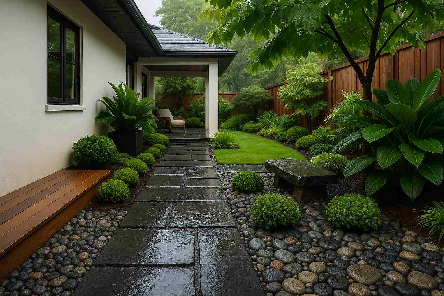 Vật liệu lát sân vườn mùa mưa bằng đá tự nhiên cao cấp