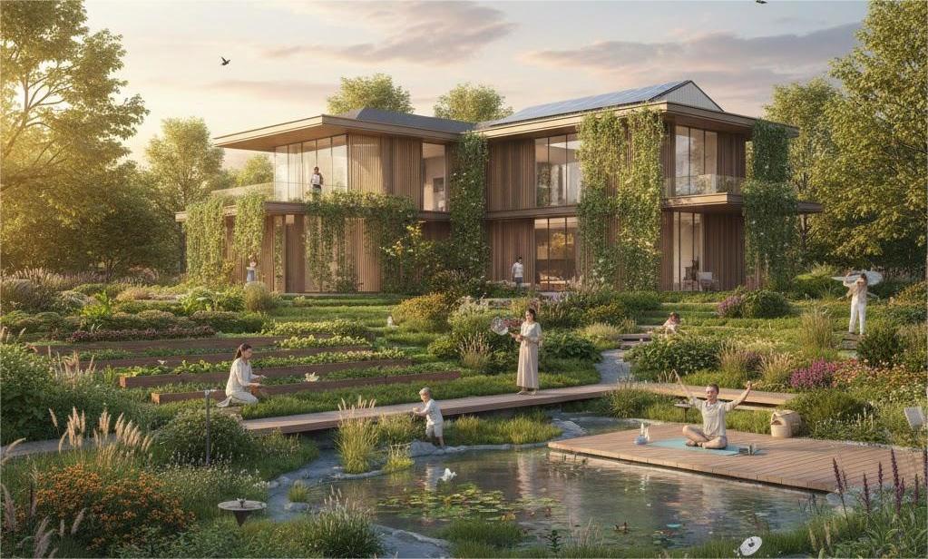 Xu hướng cảnh quan 2026 với không gian sinh hoạt gia đình