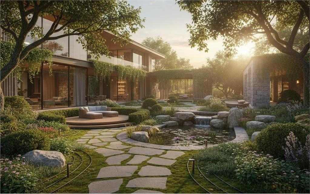Xu hướng thiết kế sân vườn biệt thự 2026 phong cách Green Sanctuary